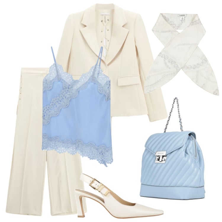 Outfit donna - Cerimonia a marzo- soft dress. Stile Romantica per Cerimonia. Abbinamento con zaini, sciarpe, décolleté, pantaloni, blazer, top.