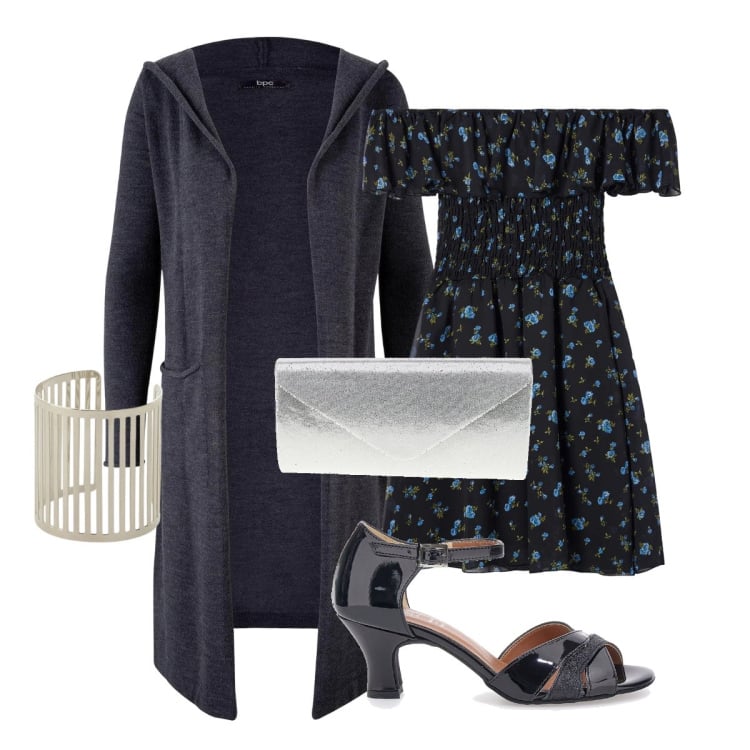 Outfit donna - Primavera. Stile Romantica per Cerimonia. Abbinamento con cardigans, vestiti corti, braccialetti, décolleté, pochette.