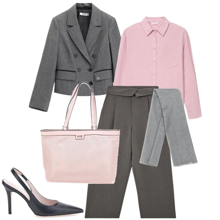 Outfit donna - Total look #2366830. Stile Chic per Ufficio. Abbinamento con camicie, pantaloni, blazer, borse a spalla, décolleté, sciarpe.
