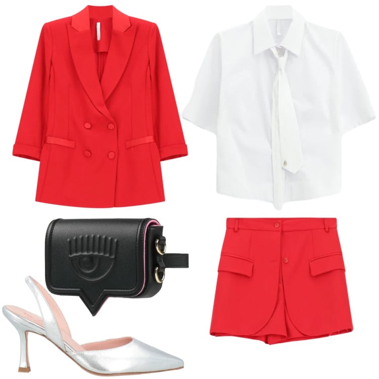 Outfit donna - La mini pantalone. Stile Minimal per Tutti i giorni. Abbinamento con marsupi, décolleté, camicie a manica corta, shorts, blazer.