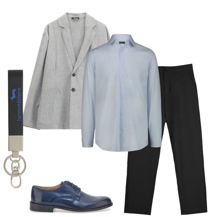 Outfit uomo - Total look #2366882. Stile Business/Elegante per Ufficio. Abbinamento con portachiavi, giacche, pantaloni chino, scarpe stringate, camicie.