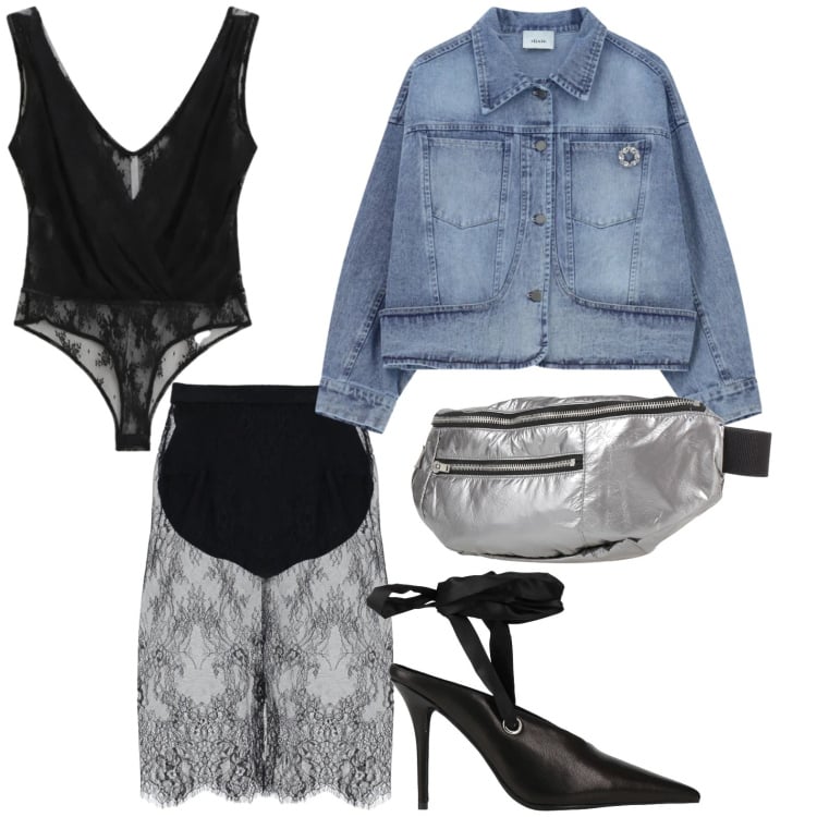 Outfit donna - Trasparenze di stagione. Stile Minimal per Serata fuori. Abbinamento con décolleté, marsupi, top, gonne longuette, blazer.