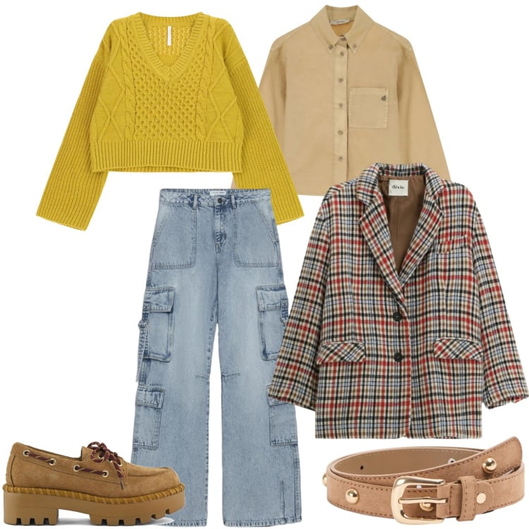 Outfit donna - Ogni giorno. Stile Casual per Tutti i giorni. Abbinamento con jeans, cinture, maglieria, blazer, camicie, mocassini.