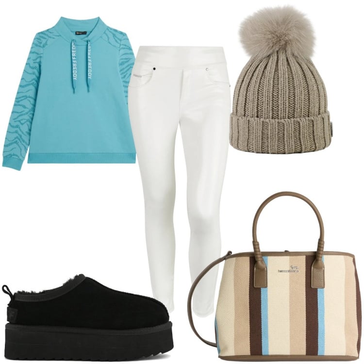 Outfit donna - Total look #2367050. Stile Basic per Tutti i giorni. Abbinamento con shopping bag, berretti, pantaloni skinny, felpe, sabot.