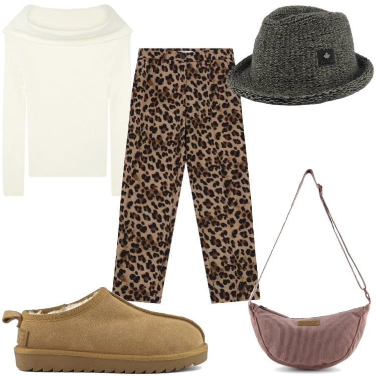 Outfit donna - Total look #2367066. Stile Trendy per Tutti i giorni. Abbinamento con pantaloni, cappelli, borse a tracolla, maglieria, sabot.