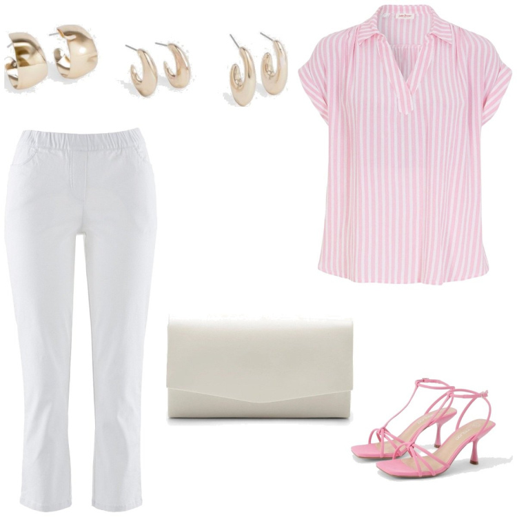 Outfit femme - Bon Ton #1201. Style Bon Ton pour Cérémonie. Assortir avec pantalon , tuniques, pochette, boucles d'oreilles, sandales.