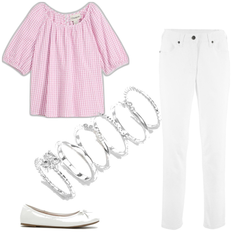 Outfit femme - Basique #1292. Style Basique pour Tous les jours. Assortir avec tuniques, pantalon , ballerines, bagues.