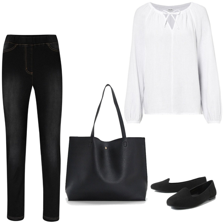 Outfit femme - Basique #1299. Style Basique pour Tous les jours. Assortir avec jeans, tuniques, ballerines, sacs tote.