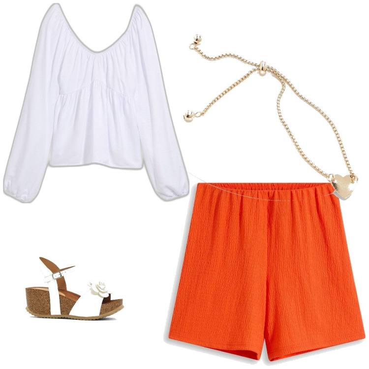 Outfit femme - Boho #353. Style Boho pour Tous les jours. Assortir avec tuniques, chaussures à semelle compensée, short, bracelets.