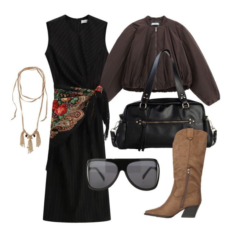 Outfit donna - Marzo. Stile Trendy per Tutti i giorni. Abbinamento con borse a mano, occhiali da sole, stivali, vestiti midi/longuette, collane, cappotti.