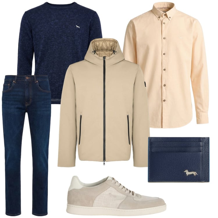Outfit uomo - Total look #2367302. Stile Casual per Tutti i giorni. Abbinamento con portafogli, sneakers, jeans, pullovers, camicie, parka.
