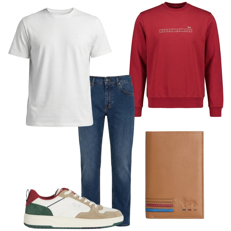 Outfit uomo - I feel good. Stile Casual per Tutti i giorni. Abbinamento con t-shirt, jeans, sneakers, felpe, portafogli.