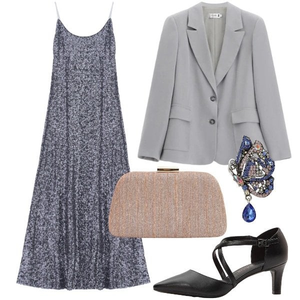 Outfit donna - Abiti che si muovono con te. Stile Chic per Cerimonia. Abbinamento con décolleté, blazer, pochette, vestiti midi/longuette, ciondoli.