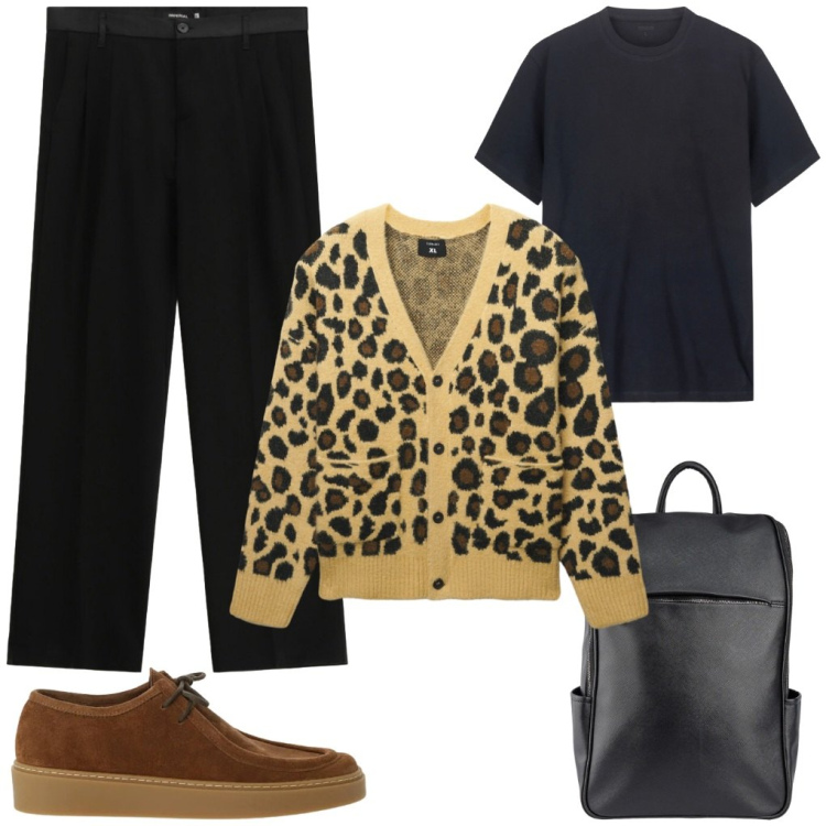 Outfit uomo - Rocco: per me, non per tutti. Stile Urban per Tutti i giorni. Abbinamento con scarpe stringate, pantaloni, cardigans, t-shirt, borse sportive.