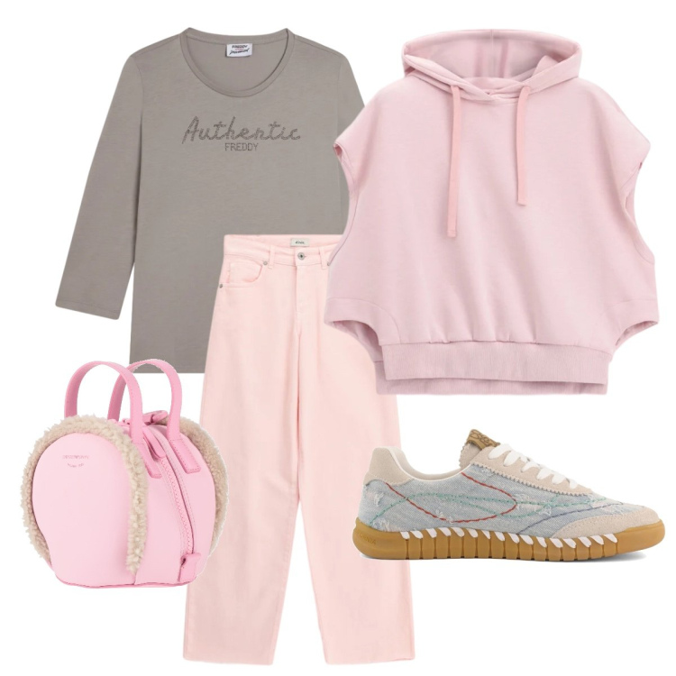Outfit donna - Relax mode on. Stile Basic per Tutti i giorni. Abbinamento con zaini, felpe con cappuccio, jeans, t-shirt, sneakers.