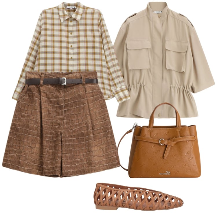 Outfit donna - Le ballerine. per Tutti i giorni. Abbinamento con ballerine, borse a mano, bermuda, camicie, parka.