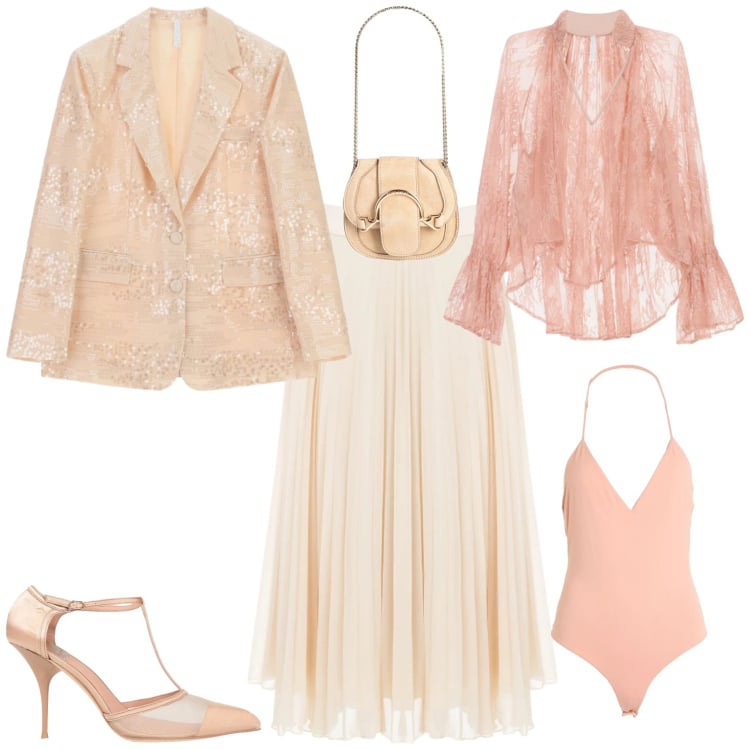 Outfit donna - Bon ton cerimonia evento serata. Stile Bon Ton per Cerimonia. Abbinamento con body, marsupi, décolleté, gonne longuette, blazer, bluse.