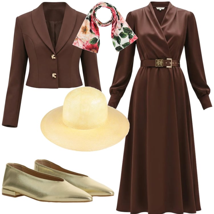 Outfit donna - Chic cerimonia evento serata week end. Stile Chic per Cerimonia. Abbinamento con sciarpe, cappelli, blazer, vestiti midi/longuette, ballerine.