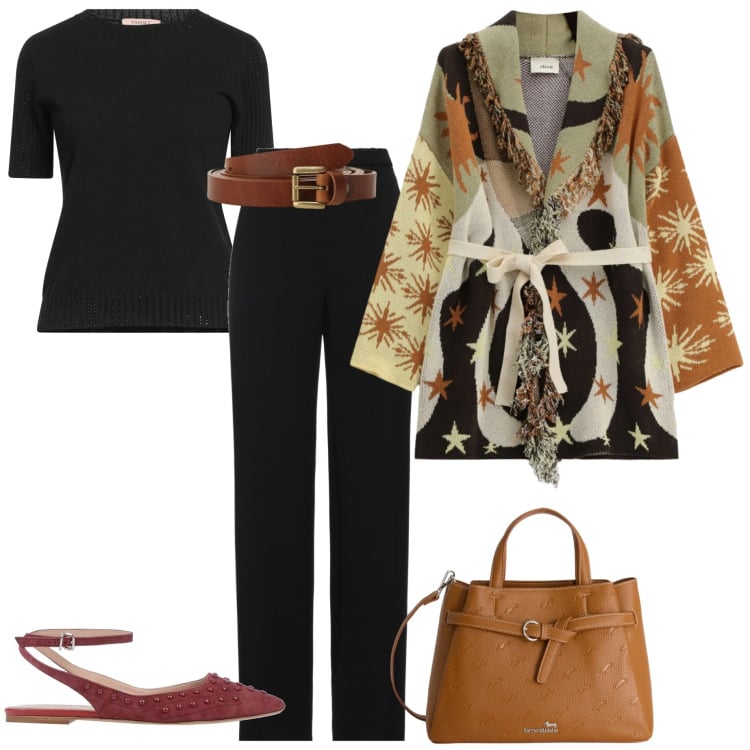 Outfit donna - Ritorno delle ballerine. Stile Casual chic per Tutti i giorni. Abbinamento con pantaloni, ballerine, pullovers, borse a mano, cardigans, cinture.