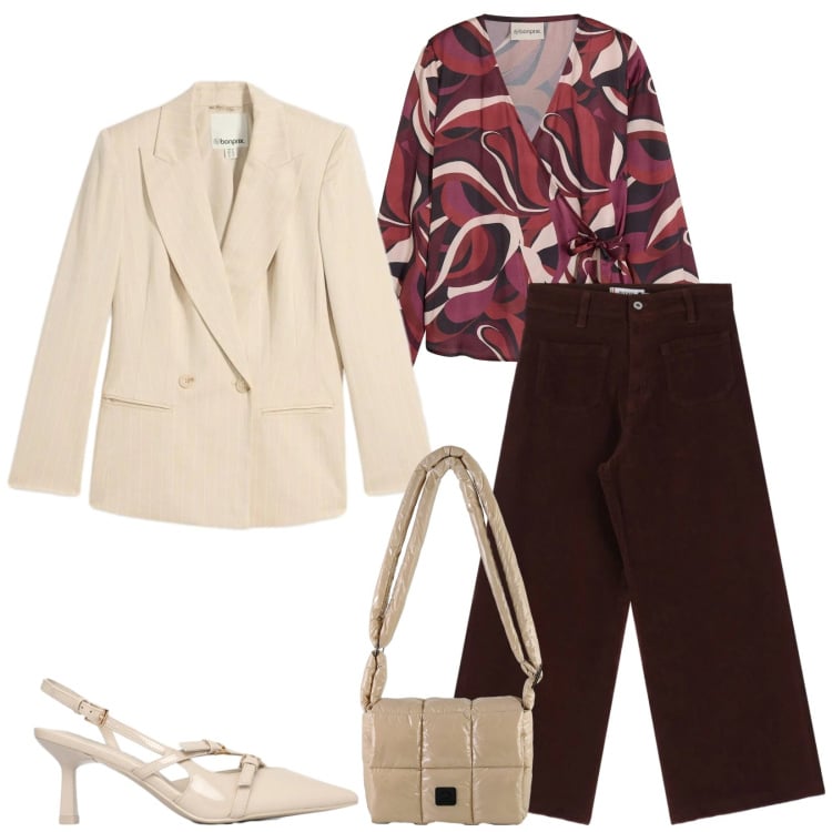 Outfit donna - Total look #2367555. Stile Casual per Tutti i giorni. Abbinamento con camicie, blazer, décolleté, pantaloni, borse a spalla.
