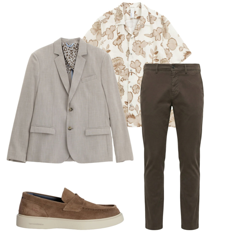 Outfit uomo - Total look #2367560. Stile Trendy per Serata speciale. Abbinamento con giacche, camicie a manica corta, scarpe stringate, pantaloni chino.