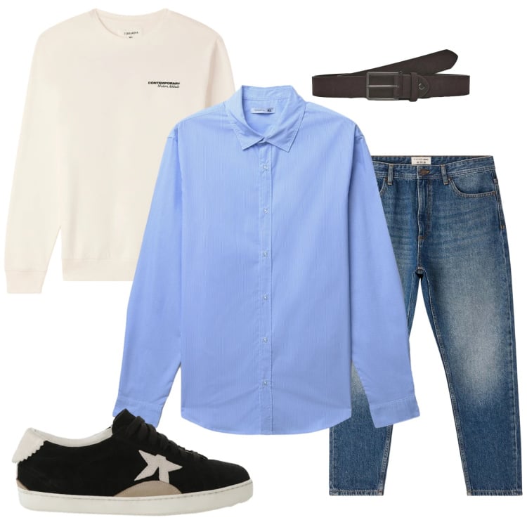 Outfit uomo - Essenzialità e Stile Urban. Stile Urban per Tutti i giorni. Abbinamento con sneakers, cinture, jeans, felpe, camicie.