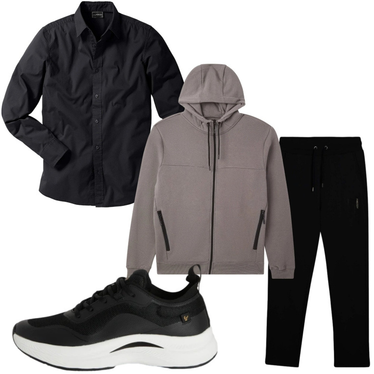 Outfit uomo - Sportivo. Stile Trendy per Tutti i giorni. Abbinamento con camicie, sneakers, pantaloni, felpe con cappuccio.