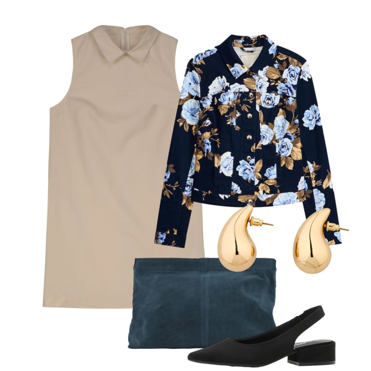 Outfit donna - Primavera. Stile Bon Ton per Tutti i giorni. Abbinamento con blazer, décolleté, orecchini, vestiti a tubino, pochette.