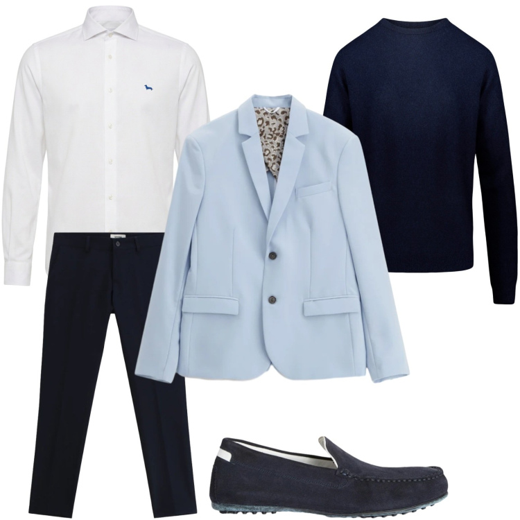 Outfit uomo - Guardaroba raffinato. Stile Trendy per Tutti i giorni. Abbinamento con scarpe stringate, camicie, giacche, pantaloni, maglieria.