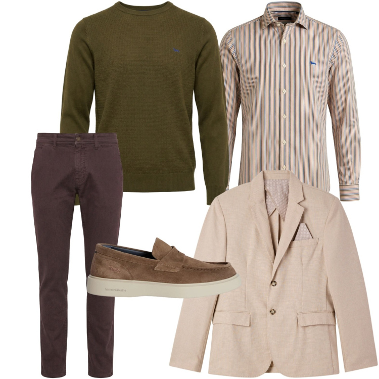 Outfit uomo - Dandy. Stile Trendy per Tutti i giorni. Abbinamento con giacche, camicie, scarpe stringate, pantaloni, pullovers.
