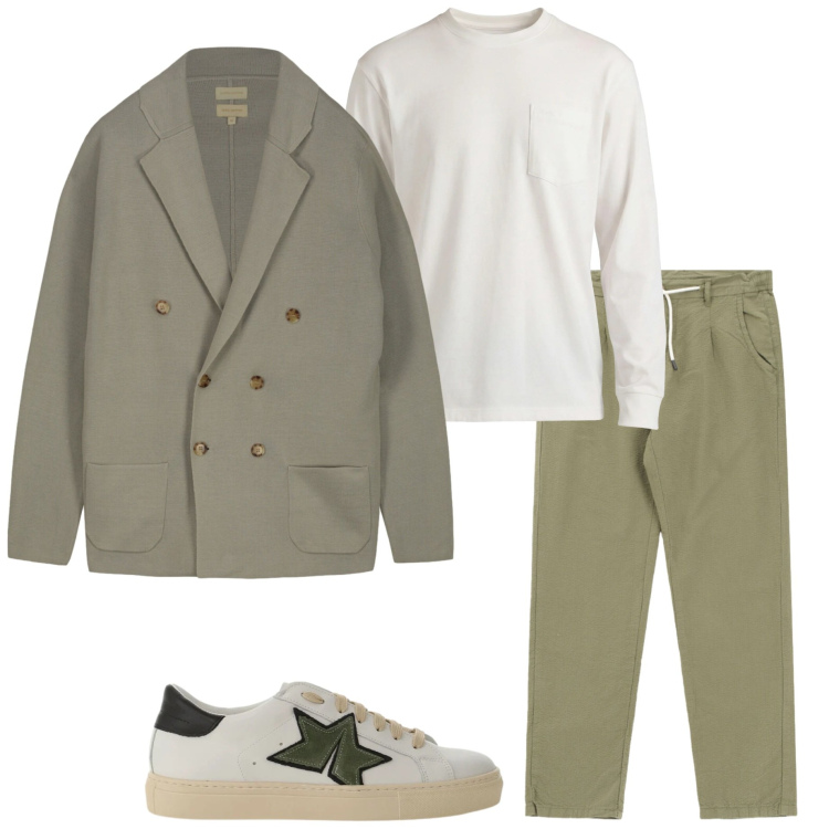 Outfit uomo - Il cardigan maschile. Stile Casual per Tutti i giorni. Abbinamento con pantaloni, sneakers, t-shirt, cardigans.