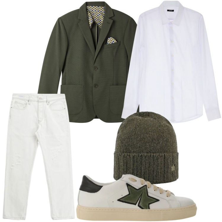 Outfit uomo - Casual con stile. Stile Casual per Tutti i giorni. Abbinamento con giacche, camicie, jeans dritti, sneakers, cappelli.