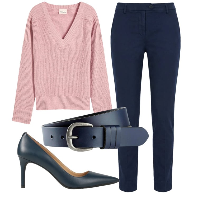 Outfit donna - Total look #2367687. Stile Basic per Ufficio. Abbinamento con décolleté, maglieria, cinture, pantaloni.