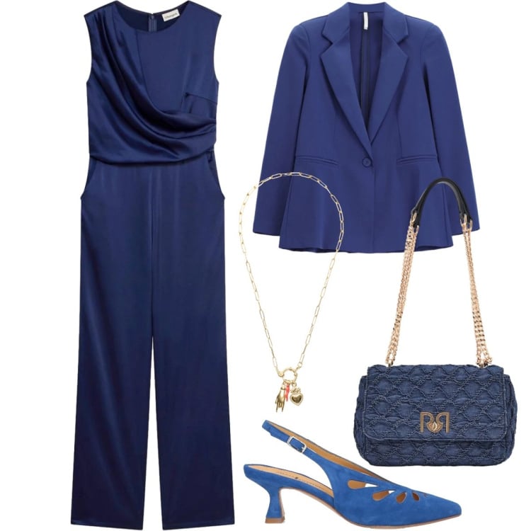 Outfit donna - Cerimonia - evento - serata. Stile Chic per Cerimonia. Abbinamento con décolleté, tute, borse a spalla, blazer, ciondoli.