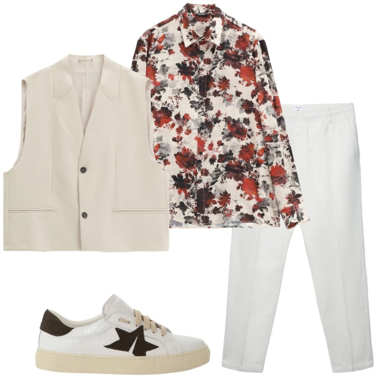 Outfit uomo - Soirée. Stile Business/Elegante per Serata speciale. Abbinamento con sneakers, camicie, gilet, pantaloni.