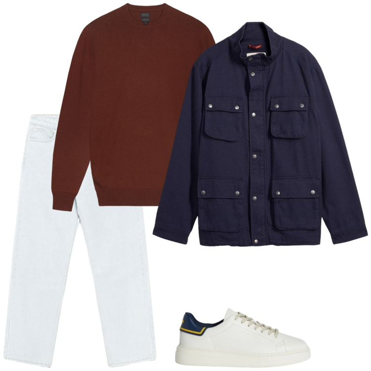 Outfit uomo - Il capospalla perfetto per la stagione. Stile Casual per Tutti i giorni. Abbinamento con giacche, jeans, sneakers, maglieria.