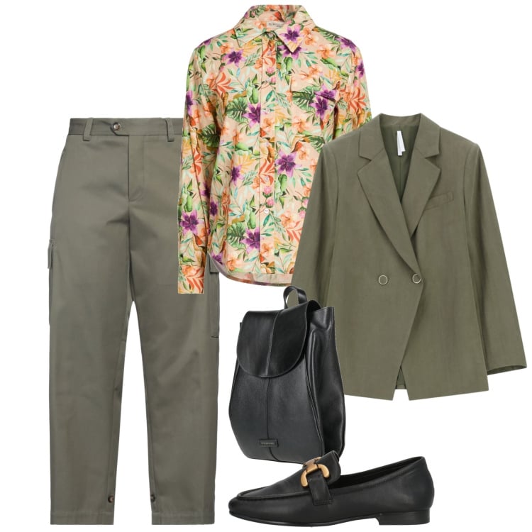 Outfit donna - Mannish mood. Stile Mannish per Tutti i giorni. Abbinamento con camicie, mocassini, pantaloni cargo, zaini, blazer.