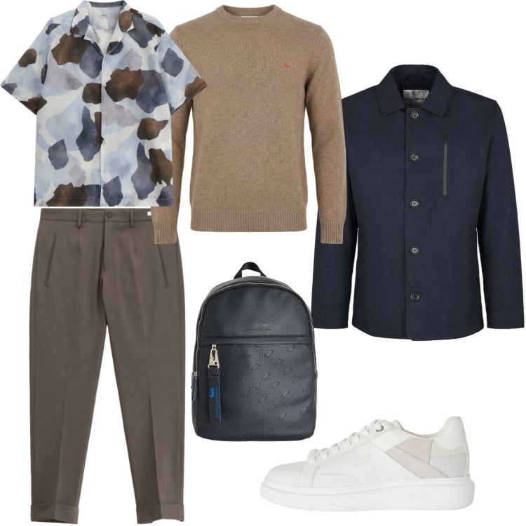 Outfit uomo - Casual a marzo. Stile Casual per Tutti i giorni. Abbinamento con sneakers, borse sportive, pullovers, pantaloni, camicie a manica corta, piumini.