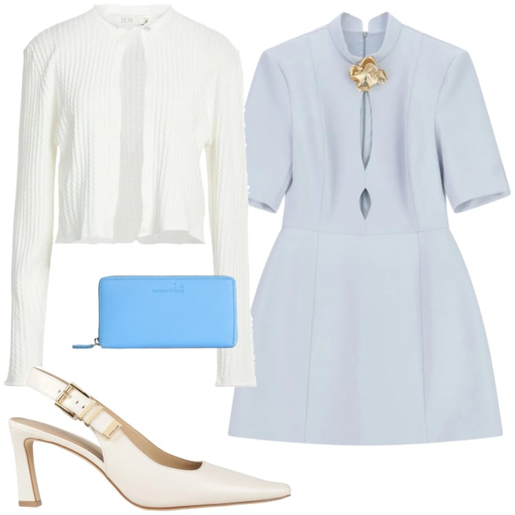 Outfit donna - Il mini-dress Bon Ton. Stile Bon Ton per Cerimonia. Abbinamento con décolleté, cardigans, portafogli, vestiti corti.