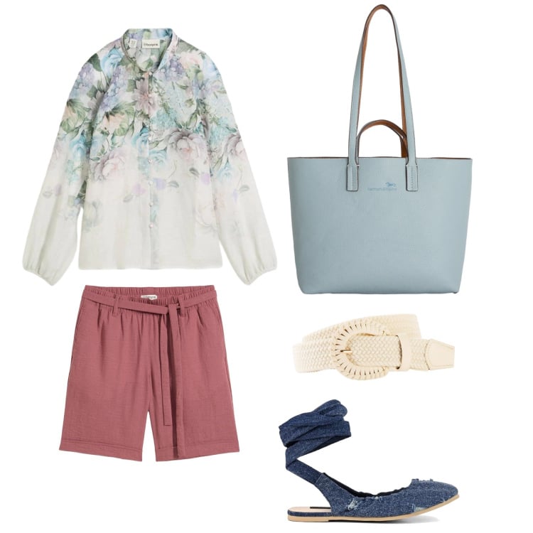 Outfit donna - Ballerina. Stile Casual per Tutti i giorni. Abbinamento con cinture, bermuda, bluse, shopping bag, ballerine.