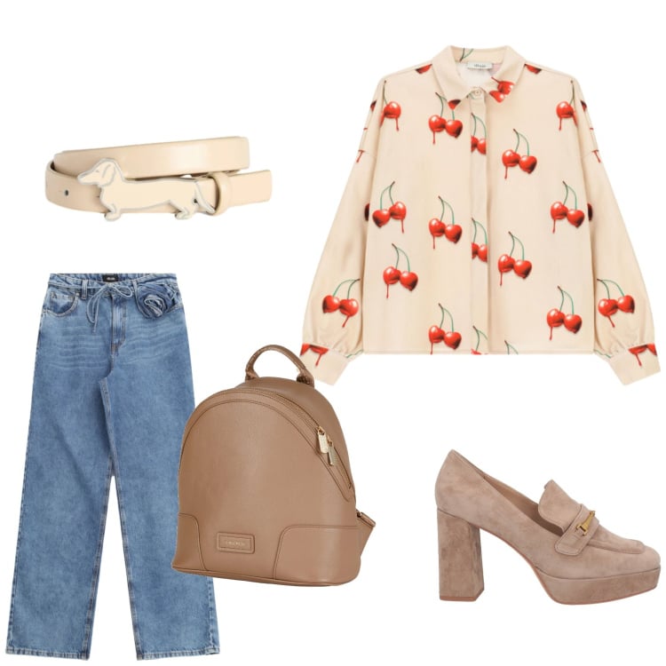 Outfit donna - La camicia protagonista. Stile Trendy per Tutti i giorni. Abbinamento con zaini, mocassini, cinture, jeans, camicie.