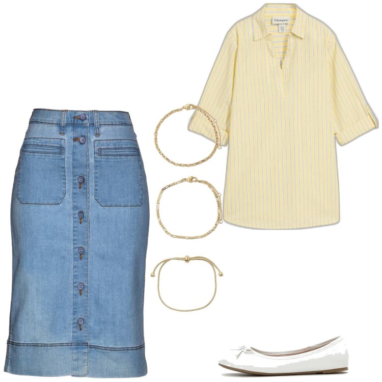 Outfit femme - Basique #1281. Style Basique pour Tous les jours. Assortir avec jupes longues, ballerines, tuniques, bracelets.