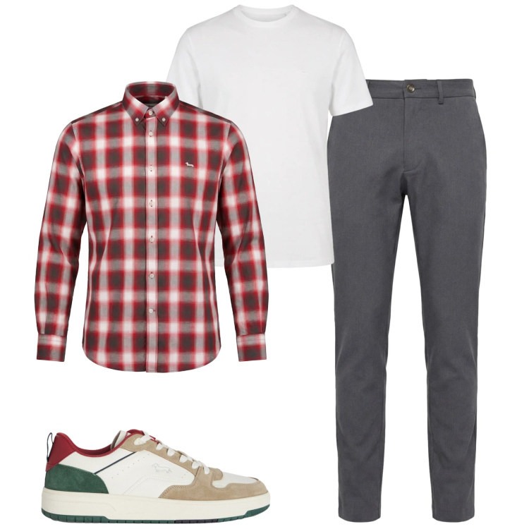 Outfit uomo - Marzo. Stile Casual per Tutti i giorni. Abbinamento con sneakers, t-shirt, camicie, pantaloni chino.