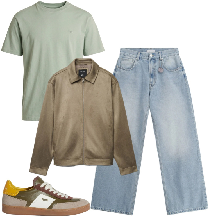 Outfit uomo - City. Stile Casual per Tutti i giorni. Abbinamento con sneakers, t-shirt, jeans, giacche.