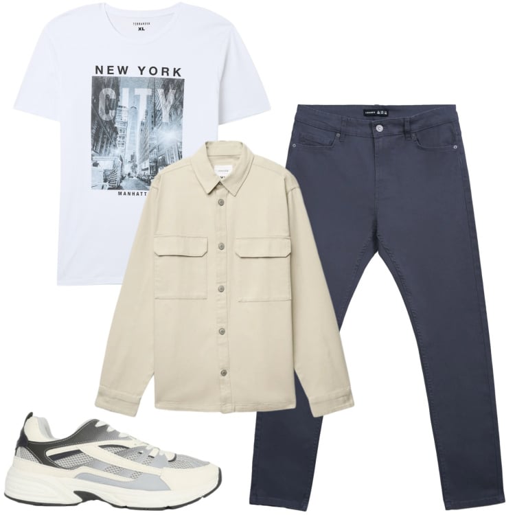 Outfit uomo - Total look #2368232. Stile Casual per Tutti i giorni. Abbinamento con t-shirt, pantaloni skinny, cappotti, sneakers.