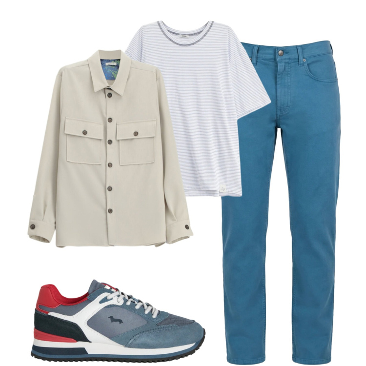 Outfit uomo - Marzo. Stile Urban per Tutti i giorni. Abbinamento con sneakers, pantaloni, camicie, t-shirt.