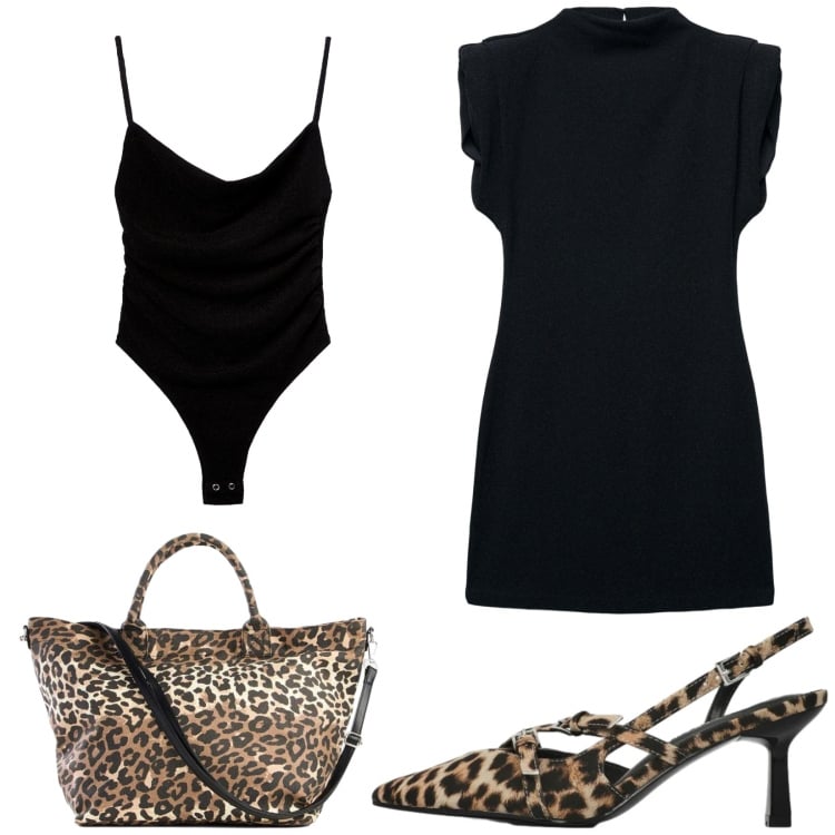 Outfit donna - Total look #2368277. Stile Chic per Serata fuori. Abbinamento con shopping bag, vestiti senza maniche, body, décolleté.