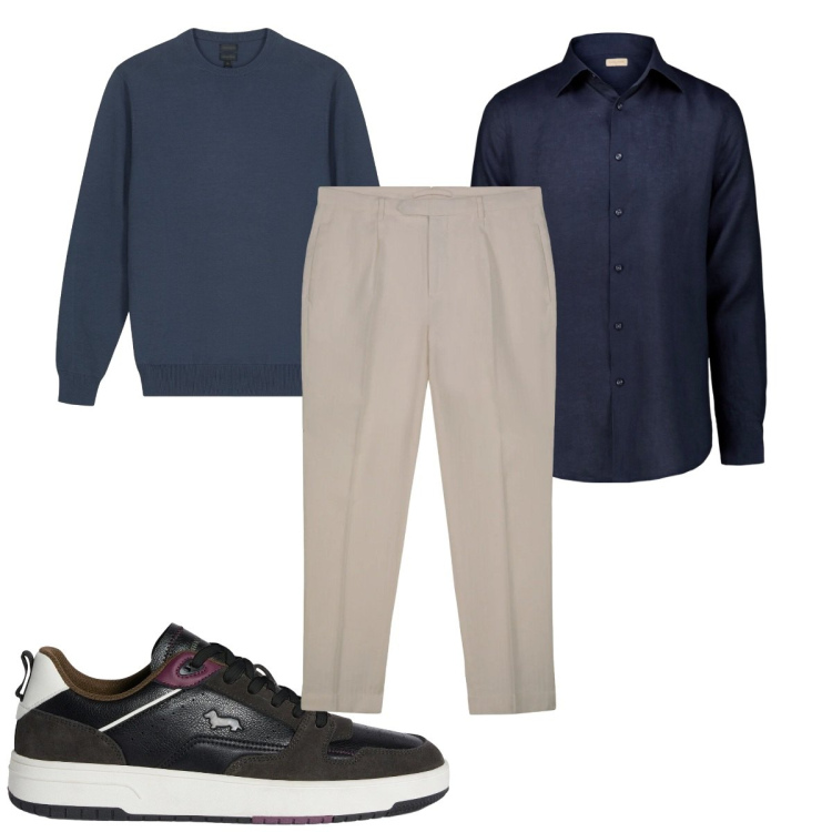 Outfit uomo - Total look #2368287. Stile Casual per Tutti i giorni. Abbinamento con sneakers, camicie, pantaloni, maglieria.