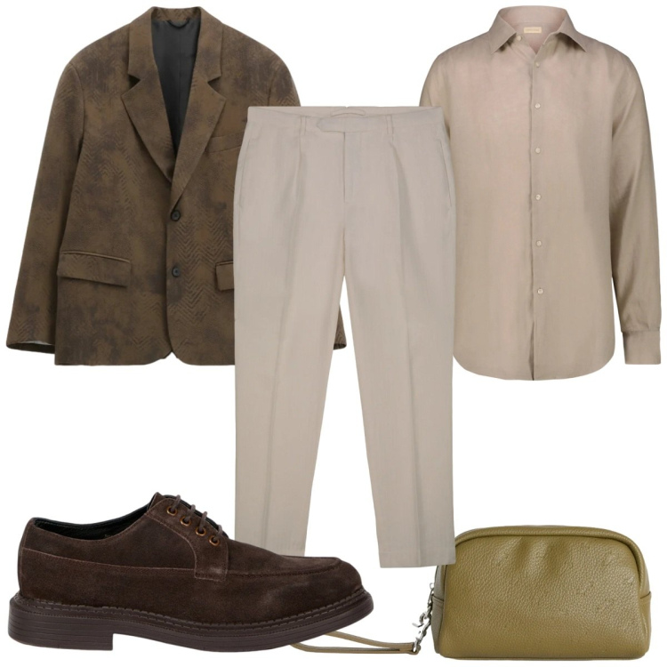 Outfit uomo - Total look #2368291. Stile Casual per Tutti i giorni. Abbinamento con giacche, borse sportive, scarpe stringate, camicie, pantaloni.