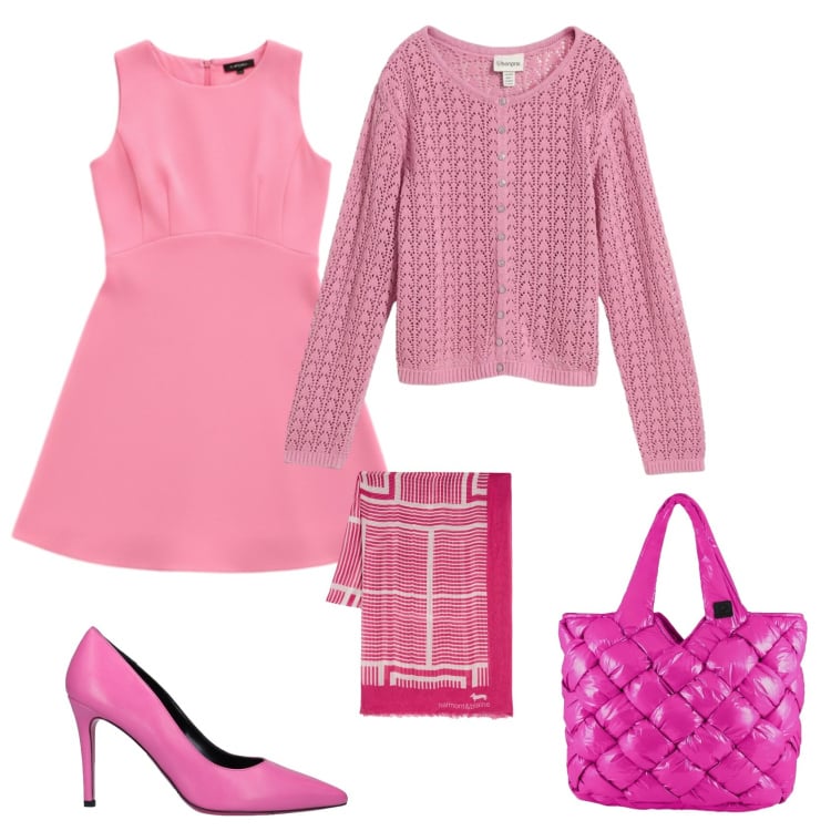 Outfit donna - Total look #2368364. Stile Casual chic per Mare. Abbinamento con décolleté, cardigans, sciarpe, vestiti corti, borse tote.